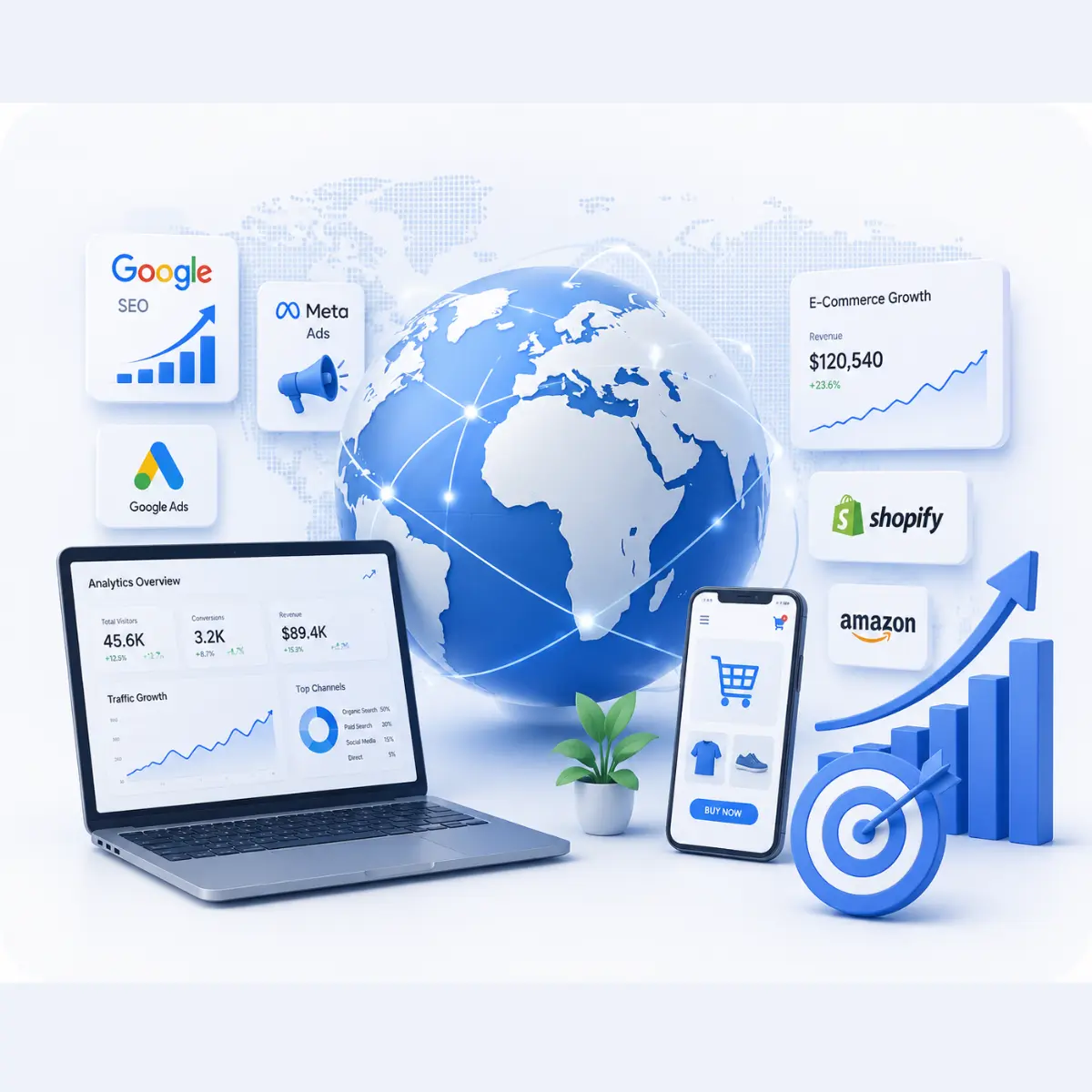 Global Business Solutions helping brands expand through SEO, website development, digital advertising and ecommerce growth.