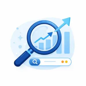 SEO and organic growth icon showing search optimization and traffic growth